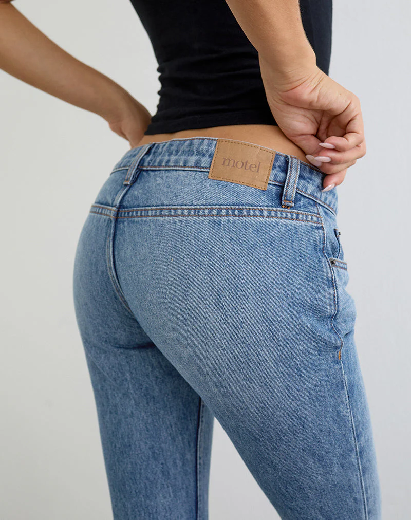 Ultra Low Rise Flare Jean in Slate Blue - Image 2