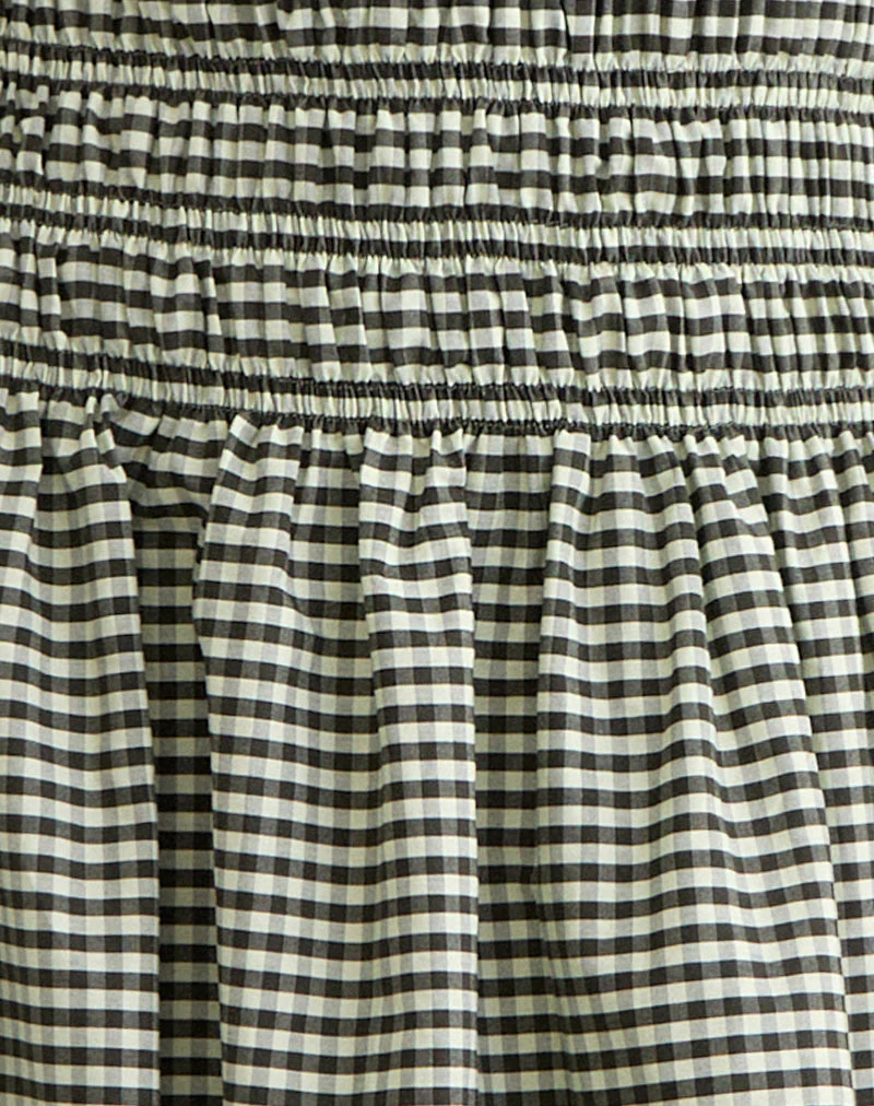Undine Midi Dress in Mini Gingham Dark Green - Image 7