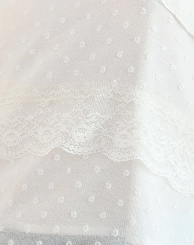 Uran Neckholder-Top aus Dobby-Chiffon-Spitze Weiß - Image 6