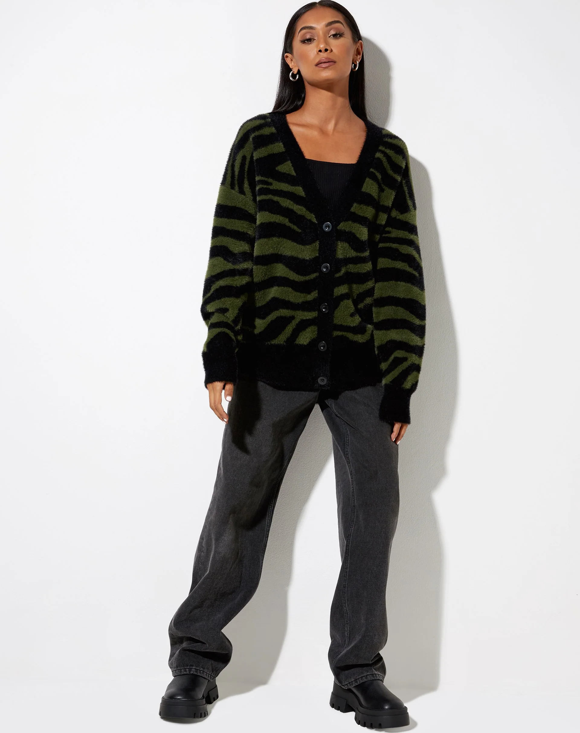 Uriela Cardi aus Zebrastrick in Oliv und Schwarz - Image 5