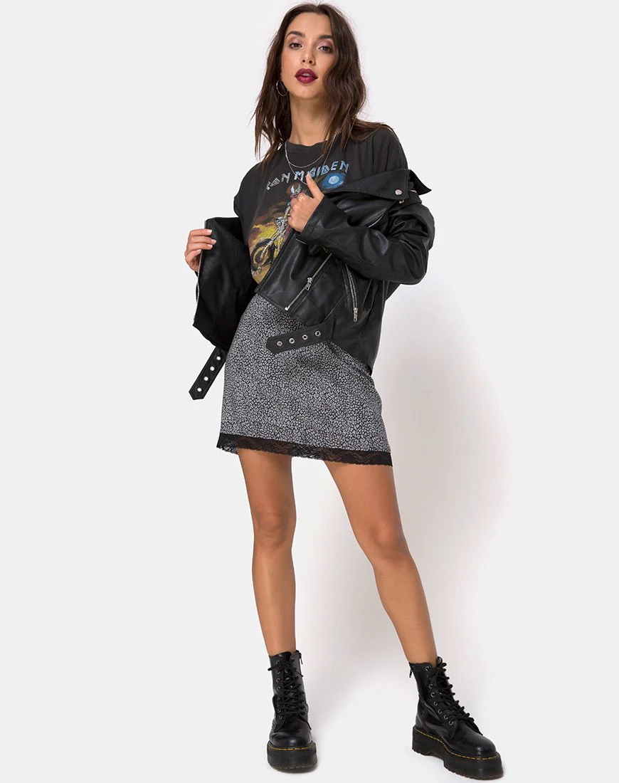 Urila Minirock in Ditsy Leopard Grau - Image 3
