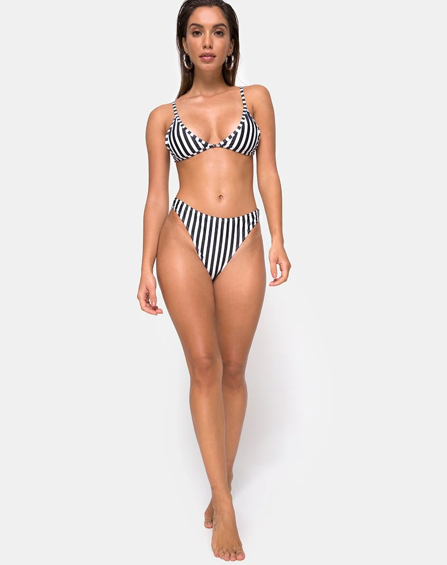 Vader Bikini-Unterteil in Schwarz-Weiß gestreift