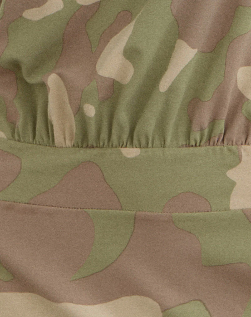 Vaklina Mini Dress in Blurry Camo Khaki - Image 5