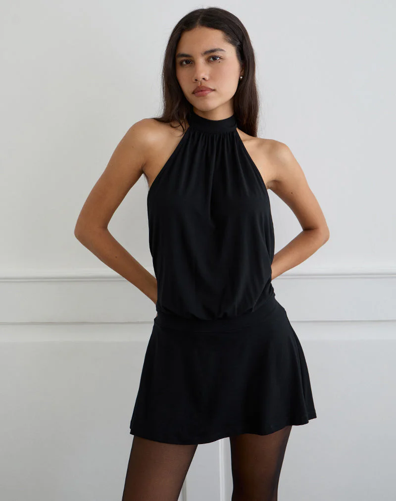 Vaklina Minikleid aus Rayon Jersey Schwarz