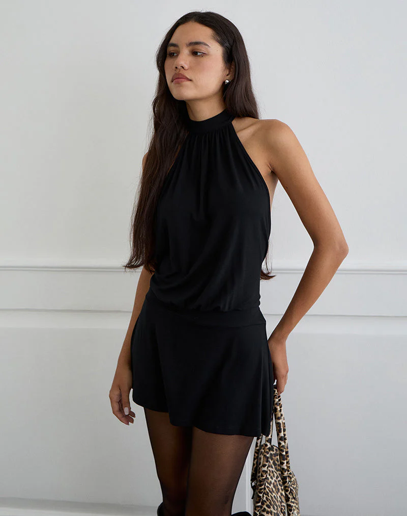 Vaklina Minikleid aus Rayon Jersey Schwarz - Image 4
