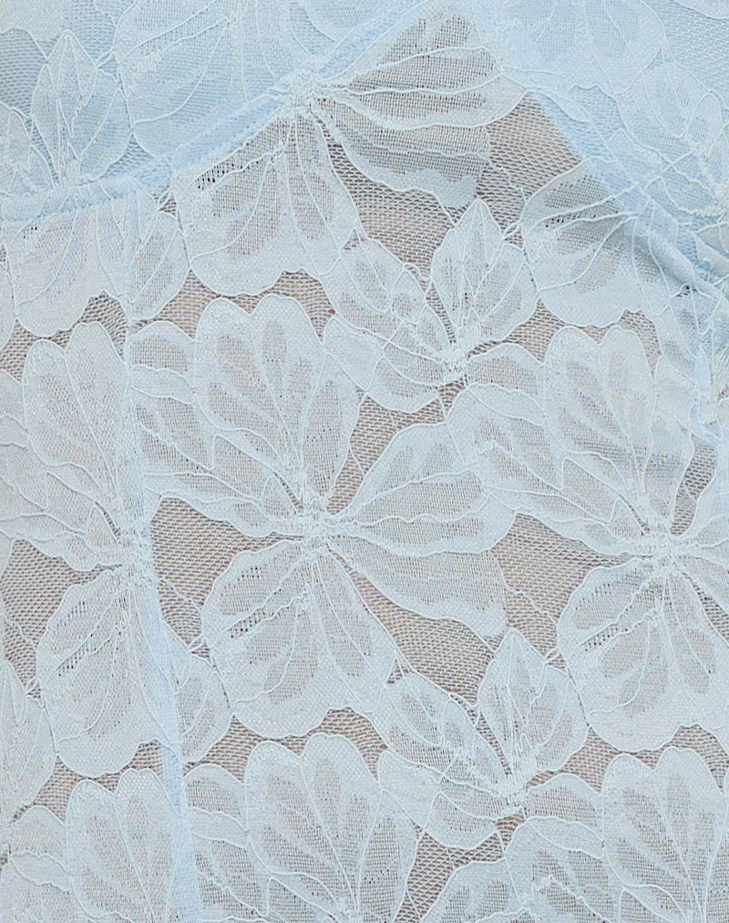 Valea Midikleid aus Zinnia-Spitze Blau - Image 6