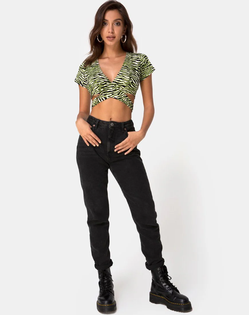Valiza Top in Zebra Fluro Grün - Image 3