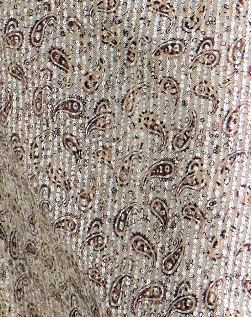 Vanessa Maxi Skirt in Paisley Sequin Gold - Image 5
