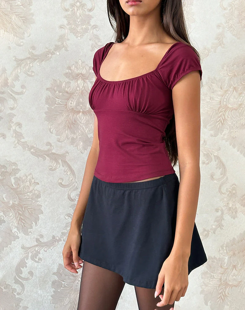 Vardah Top aus burgunderfarbenem Jersey - Image 2