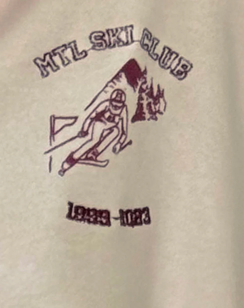 Varsity-Pullover in Winterweiß mit burgunderfarbener Skiclub-Stickerei - Image 6