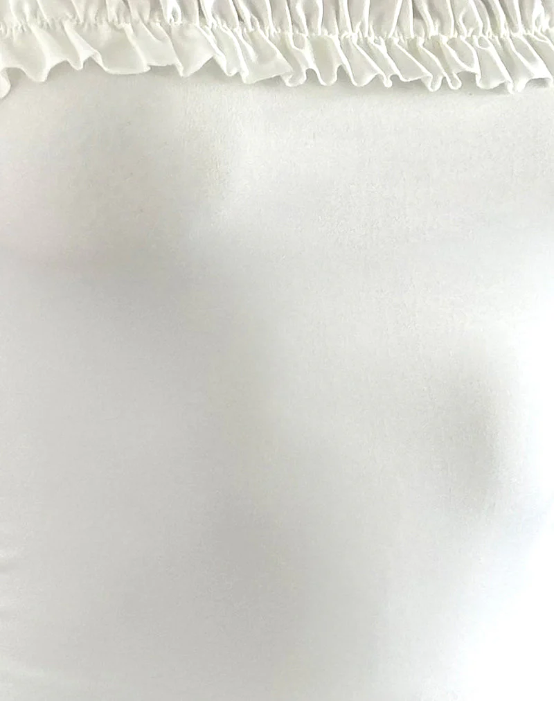 Veda gerüschtes Neckholder-Top in glattem Weiß - Image 5
