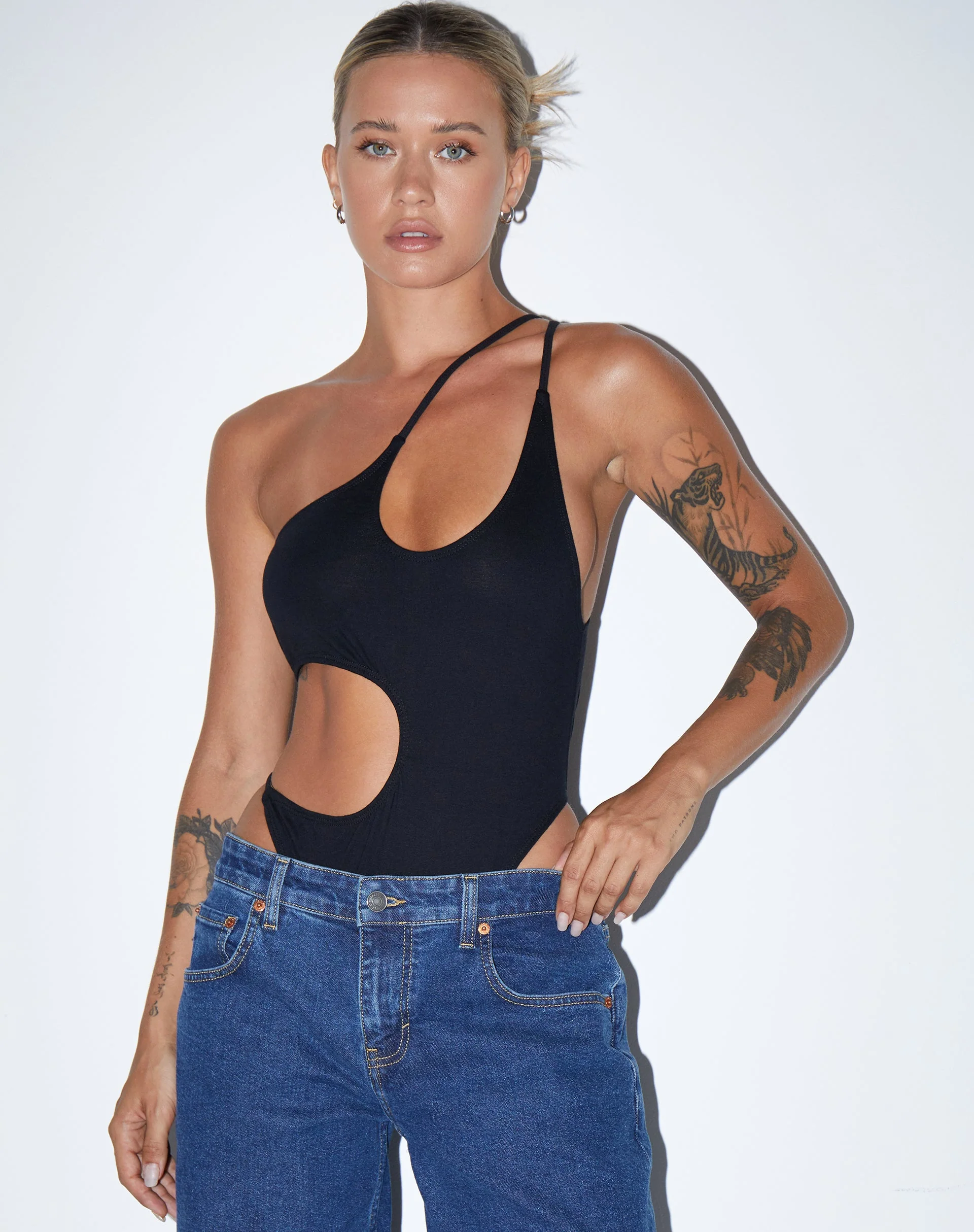 Velica Ausschnitt Mieder aus Lycra Schwarz - Image 3