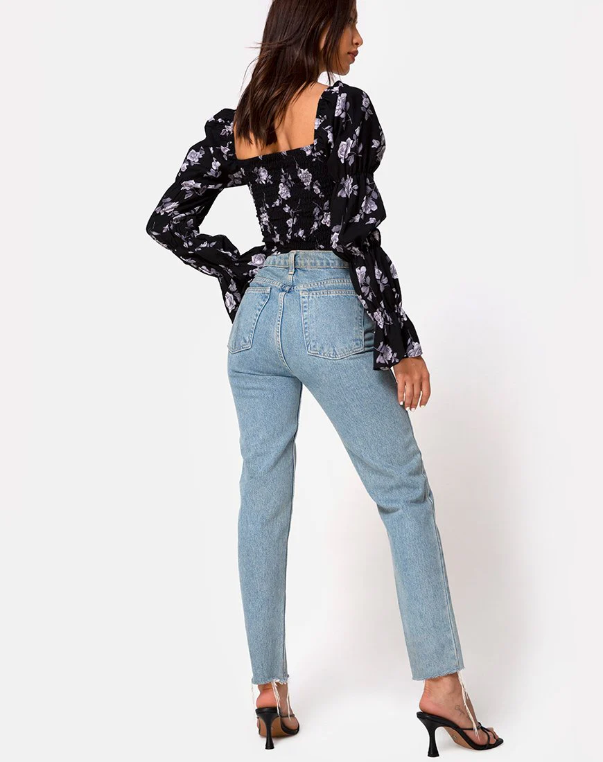 Velina Top in Weiß Rose Schwarz - Image 4
