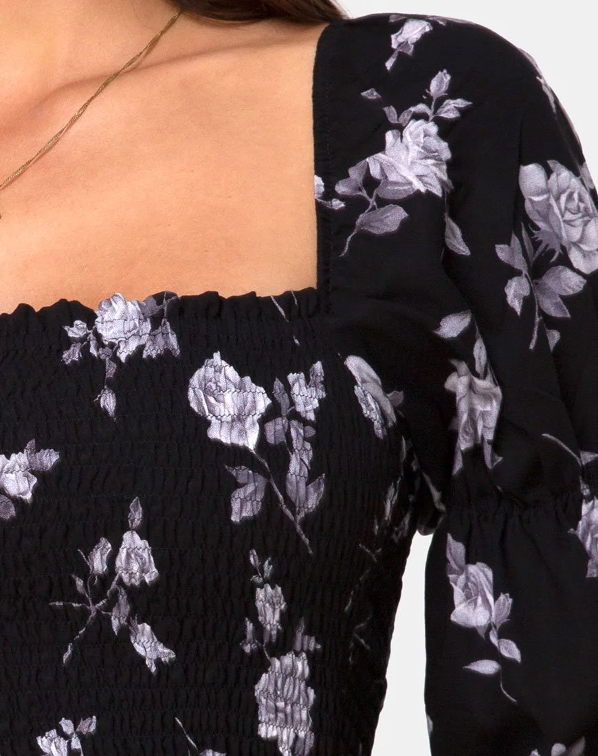 Velina Top in Weiß Rose Schwarz - Image 5