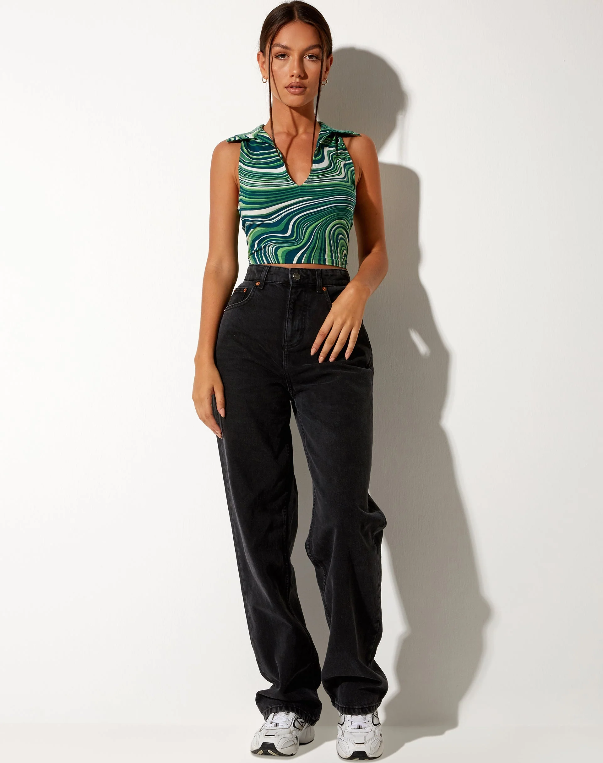 Vende Vest Top in 70er Jahre Ripple Grün - Image 3