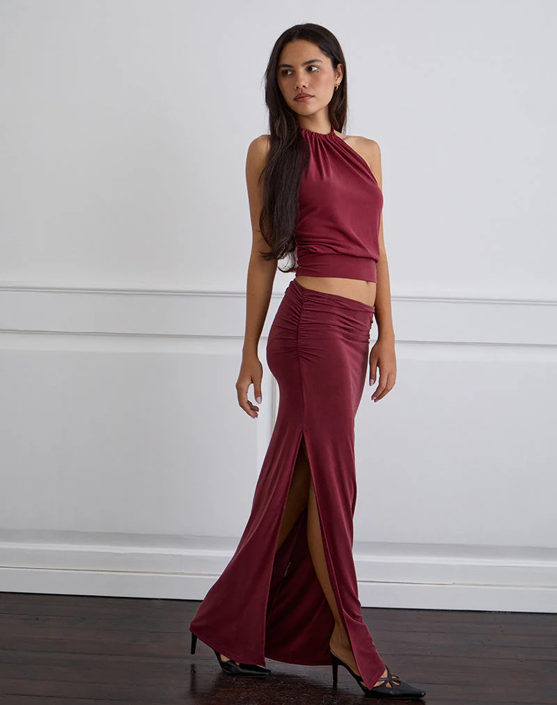 Venya Maxirock aus Cupro Burgund - Image 4