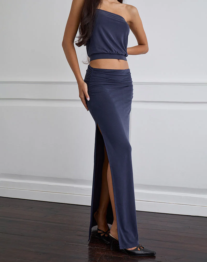 Venya Maxirock aus Cupro Navy - Image 2