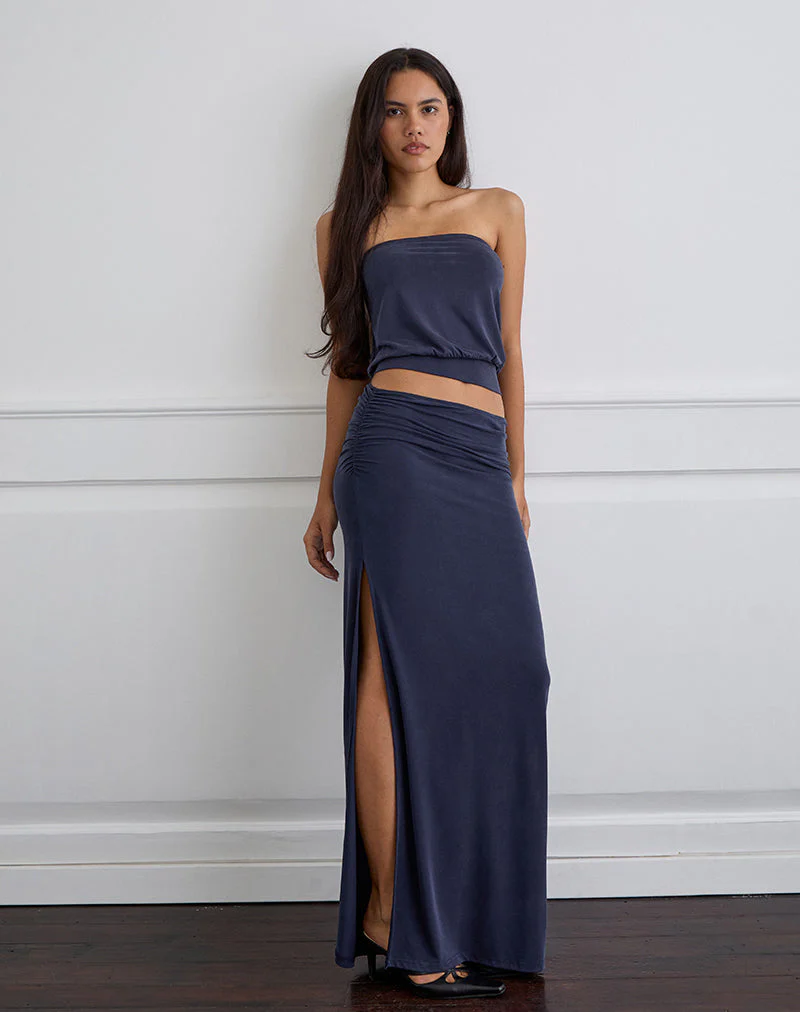 Venya Maxirock aus Cupro Navy - Image 3