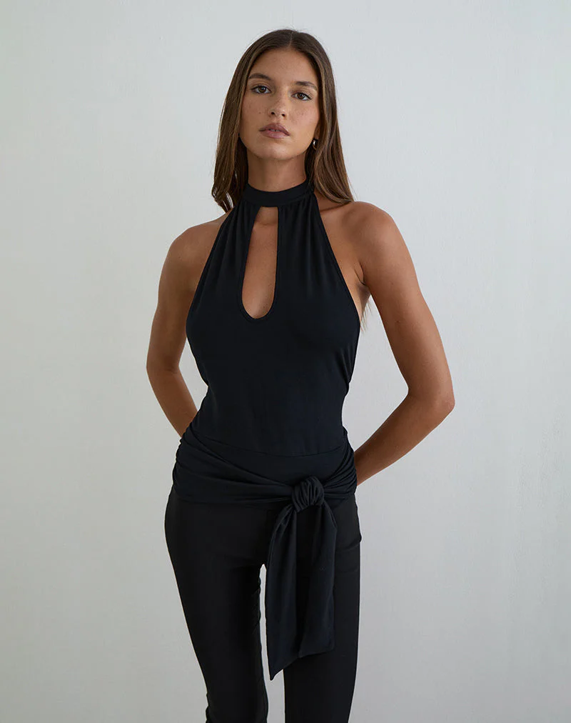 Verbina Keyhole Top aus Jersey, schwarz - Image 4