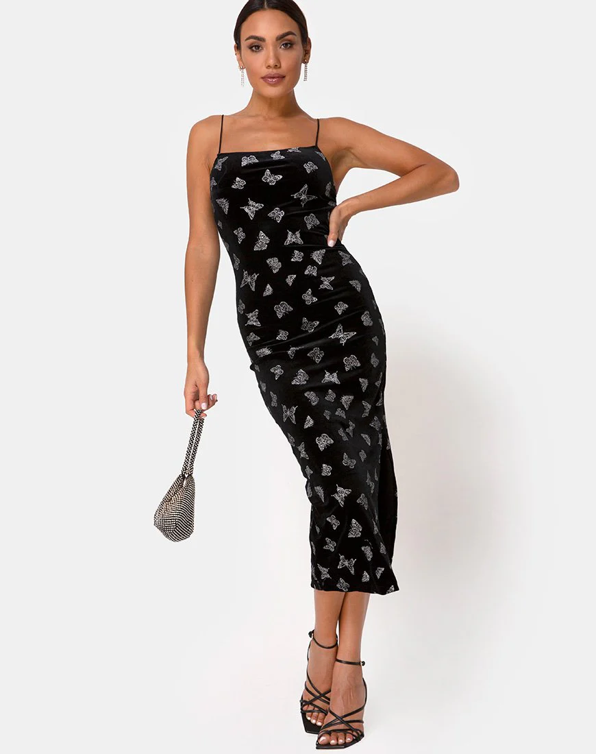 Verdina Kleid Schwarz mit Glitzerschmetterling