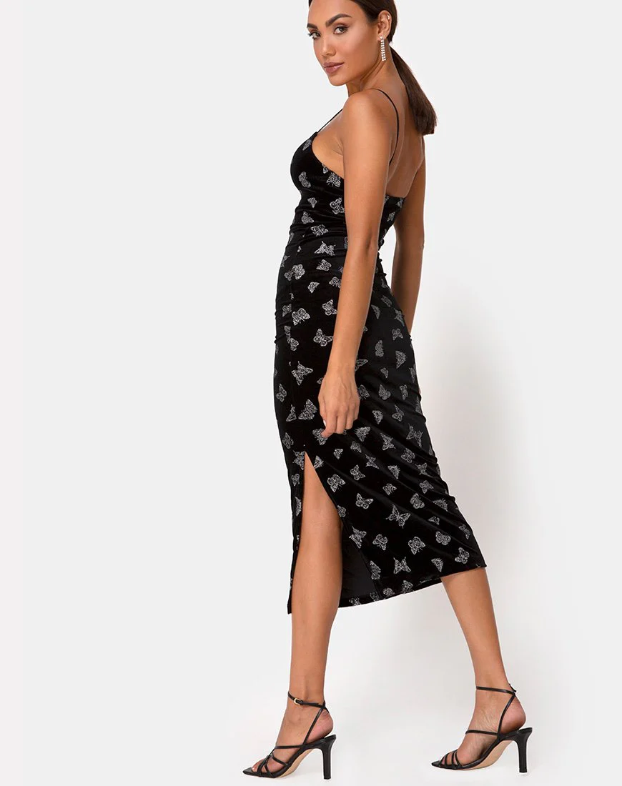 Verdina Kleid Schwarz mit Glitzerschmetterling - Image 4