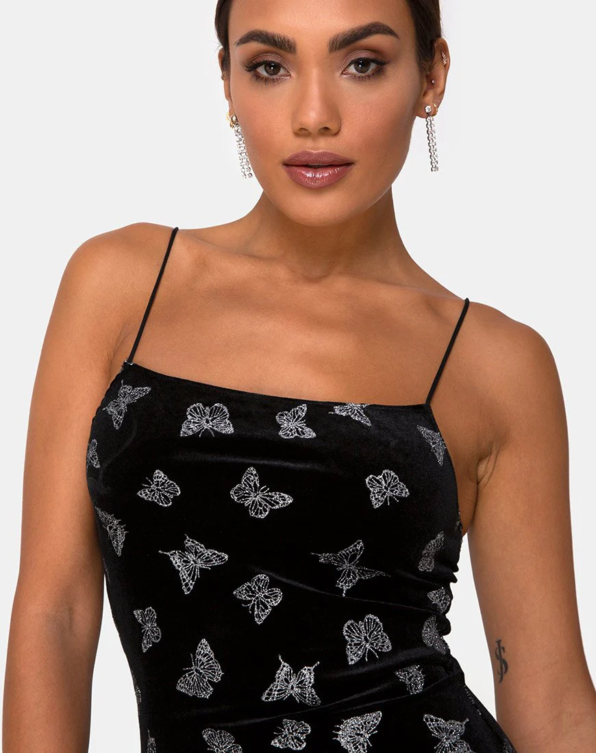 Verdina Kleid Schwarz mit Glitzerschmetterling - Image 6