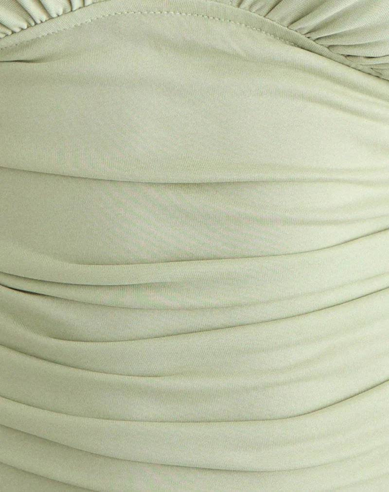 Vernia Plunge Batwing Top in Cupro Pistachio - Image 6