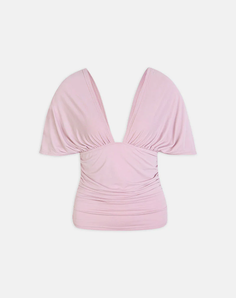 Vernia Plunge Batwing Top in Cupro Pink - Image 5