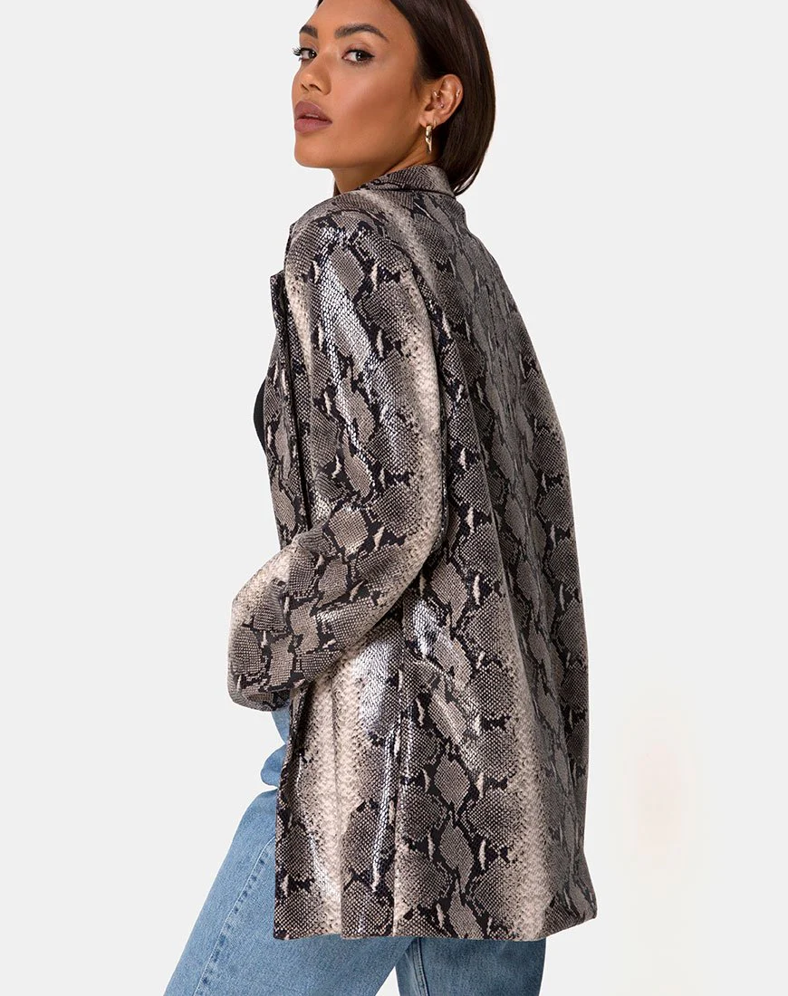 Verra Oversized Blazer aus PU Beige Snake - Image 4
