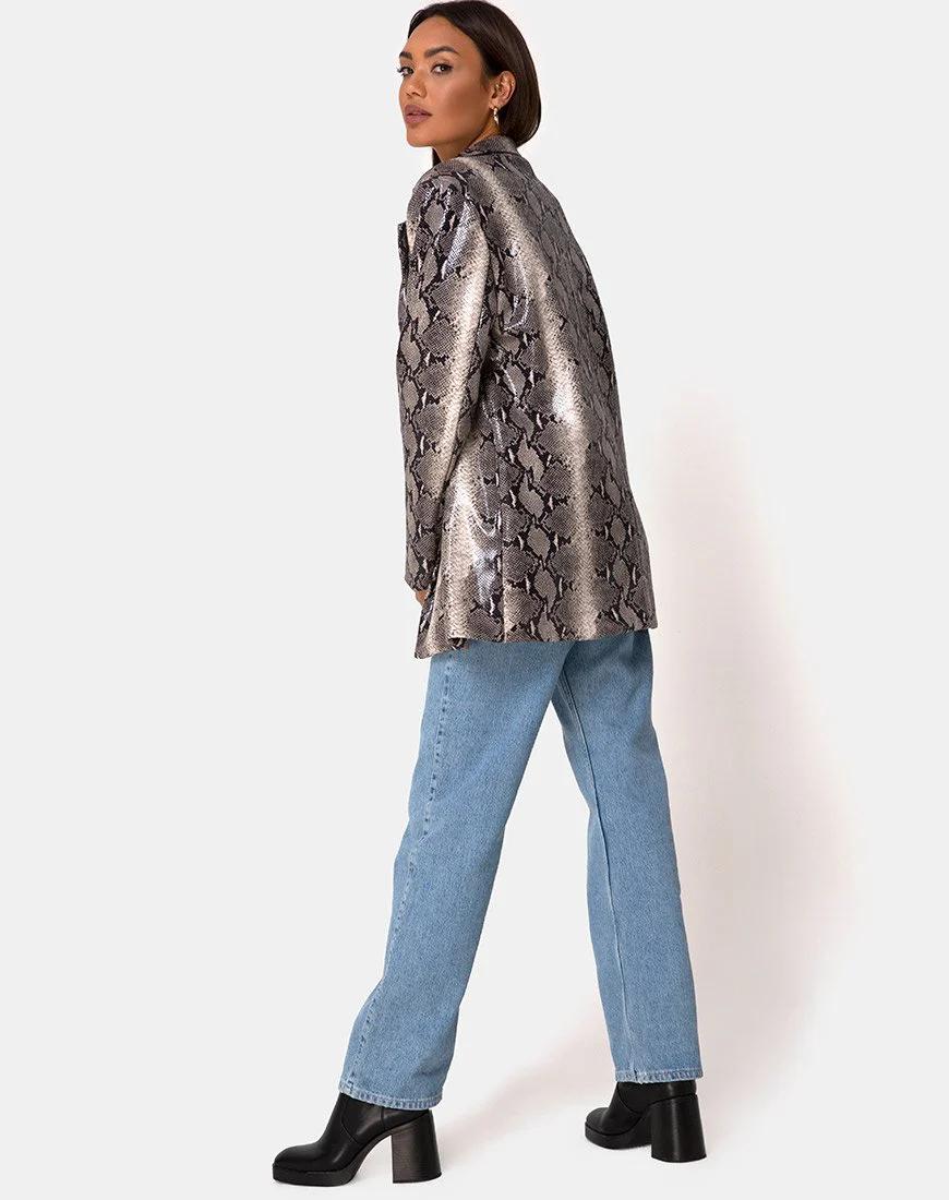 Verra Oversized Blazer aus PU Beige Snake - Image 6