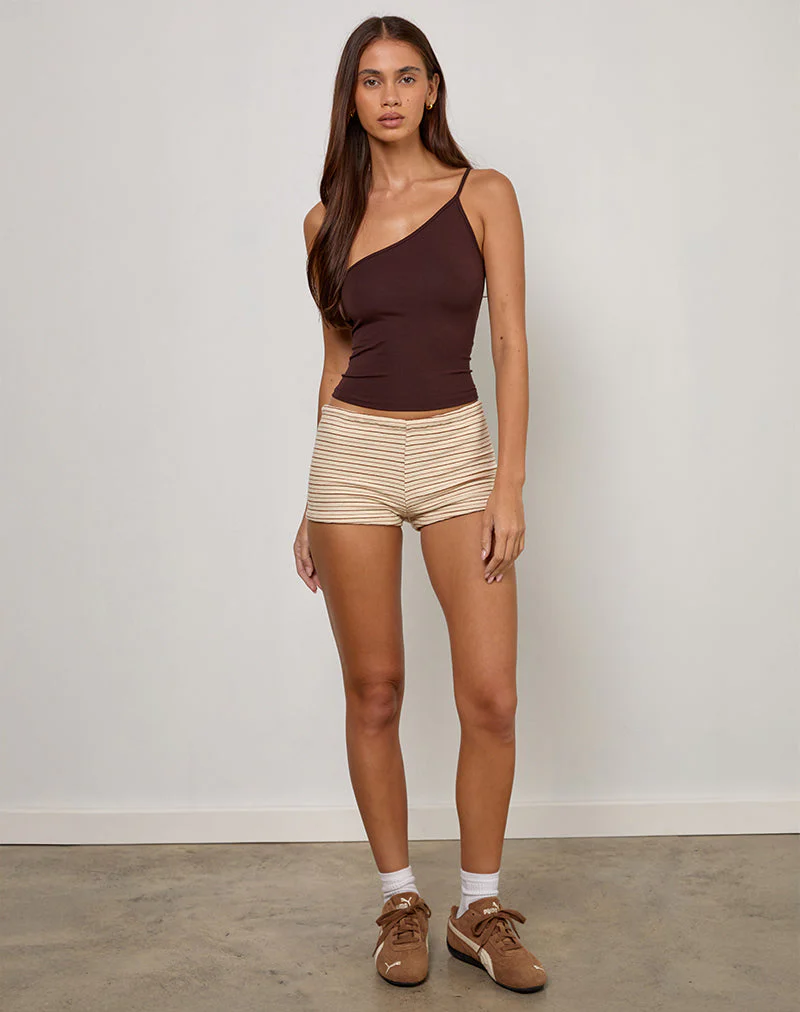 Vey One Shoulder Basic Top in Bitter Chocolate - Image 3