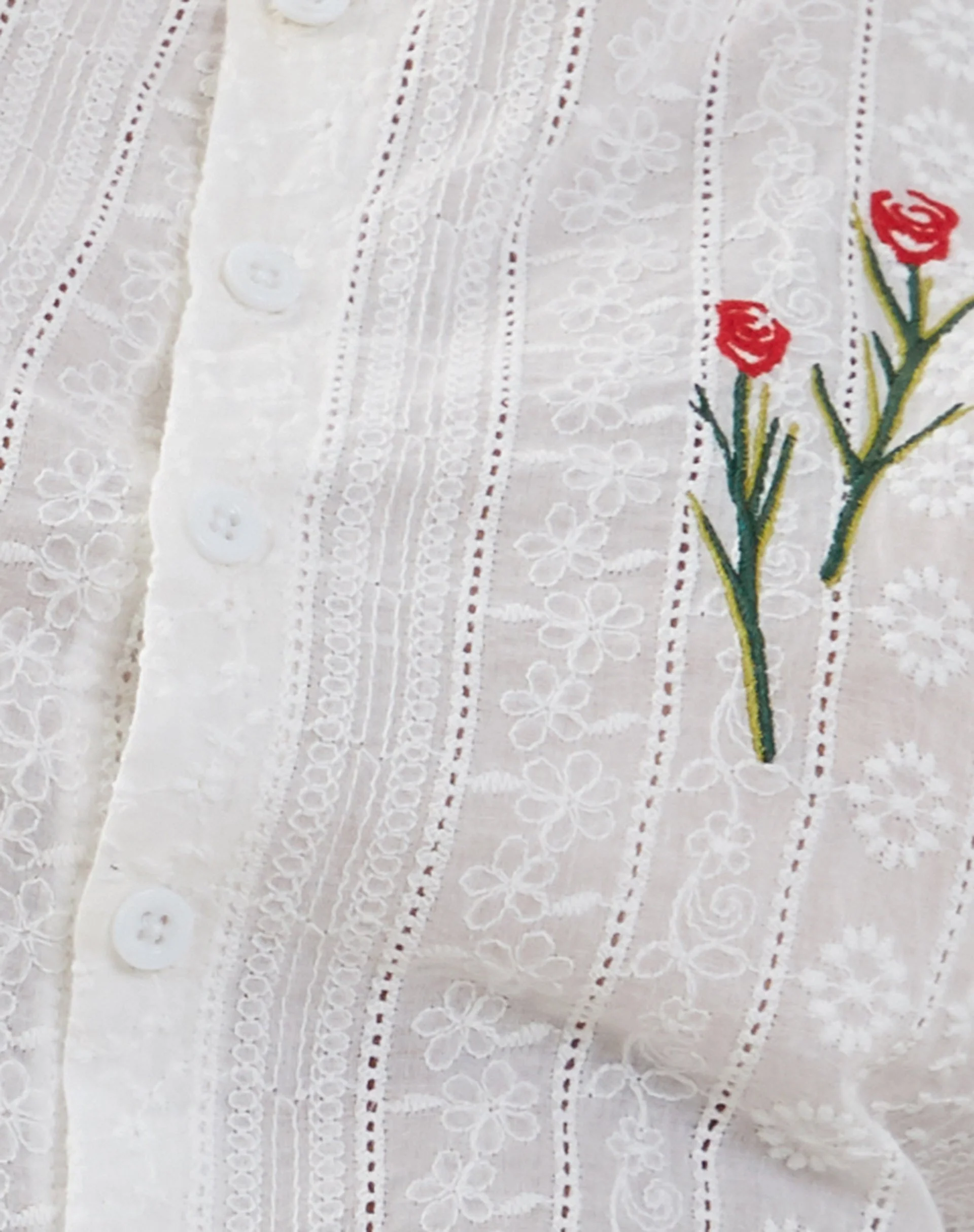 Vezia Broderie Ärmelloses Top in Weiß mit Rosenstickerei - Image 5
