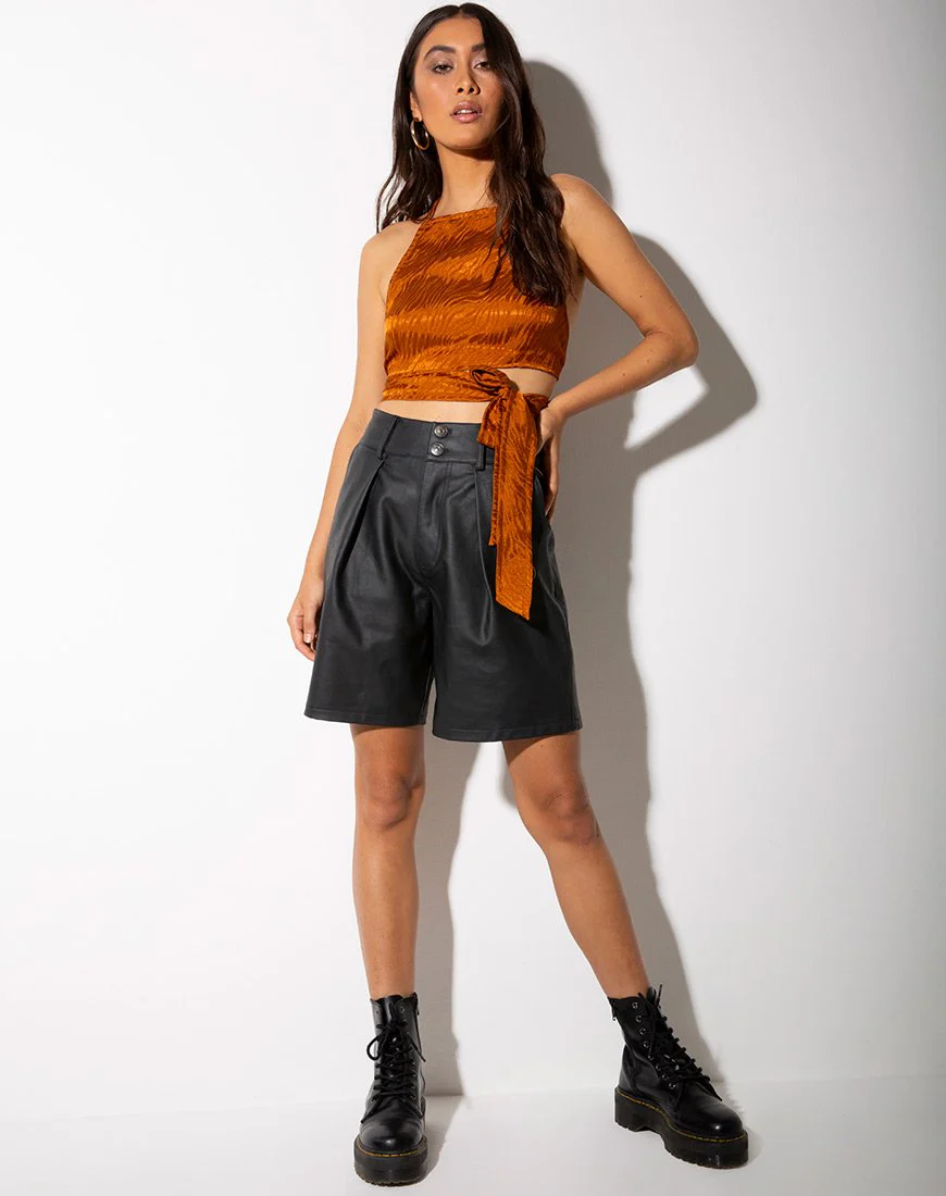 Vhan Crop Top aus Satin Zebra Golden Coral - Image 5