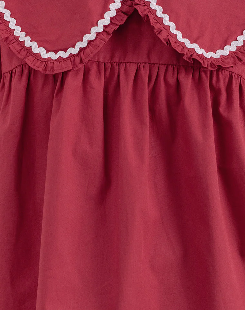 Viana Bluse in Adrenalinrot mit weißem Saum - Image 5