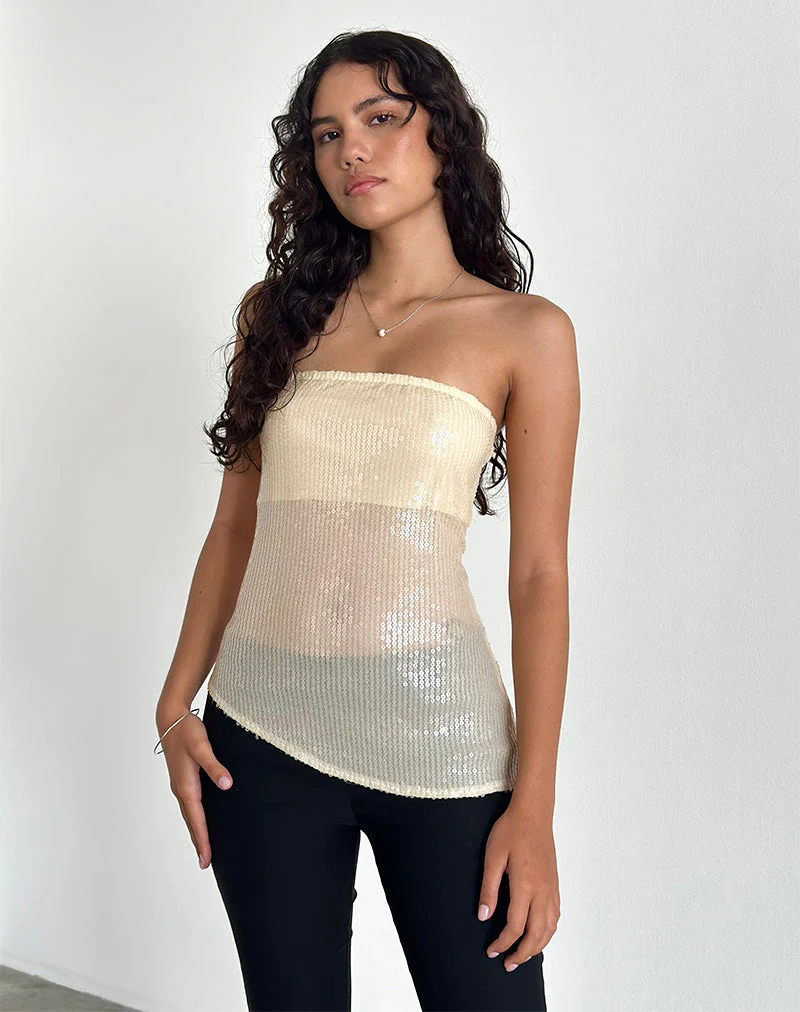 Viksuni Bandeau-Top in Nude Klare getönte Scheibe