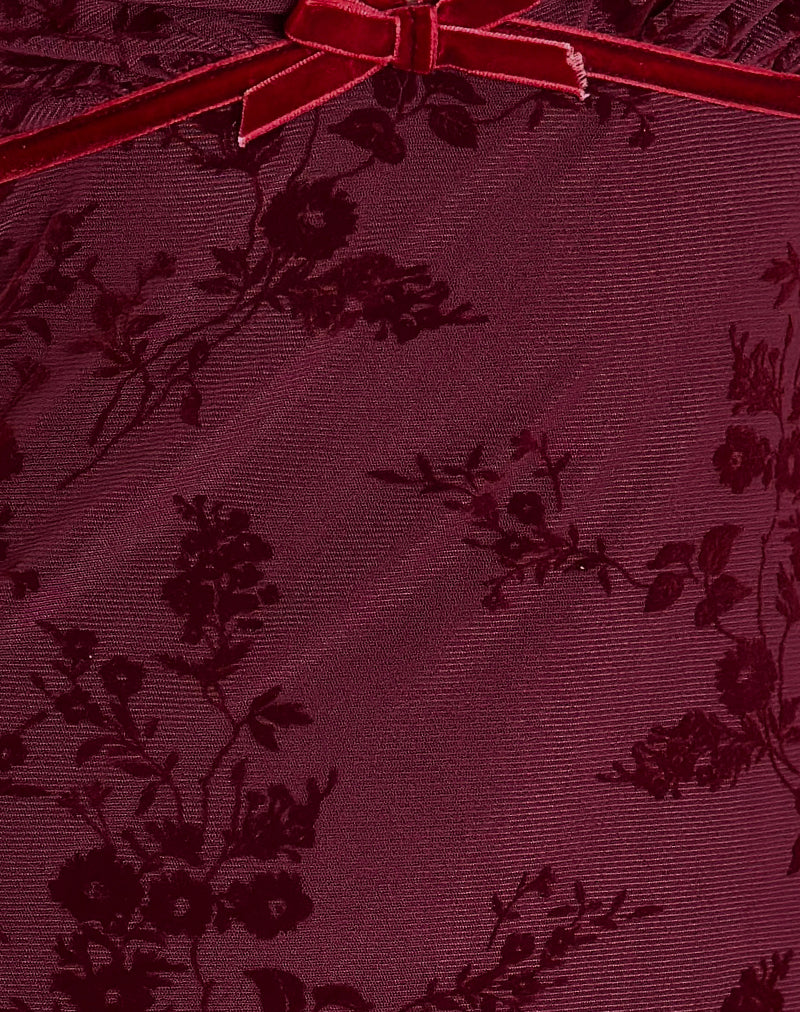 Vilinia Midikleid in Botanical Flower Maroon - Image 6