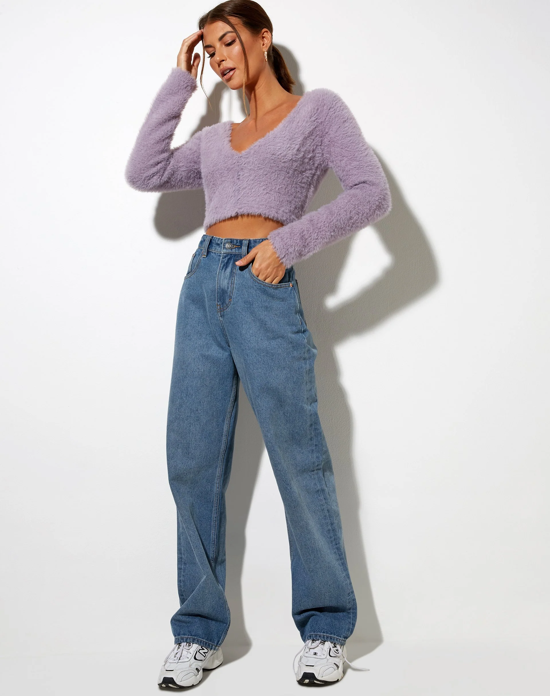 Vima Cropped Cardigan aus Strick in staubigem Flieder - Image 3