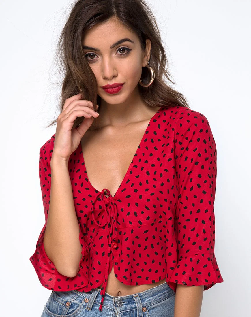 Vinequa Top in Mini Diana Dot Rot und Schwarz