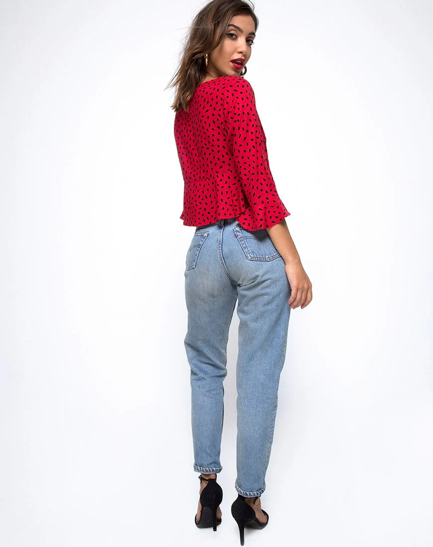 Vinequa Top in Mini Diana Dot Rot und Schwarz - Image 4