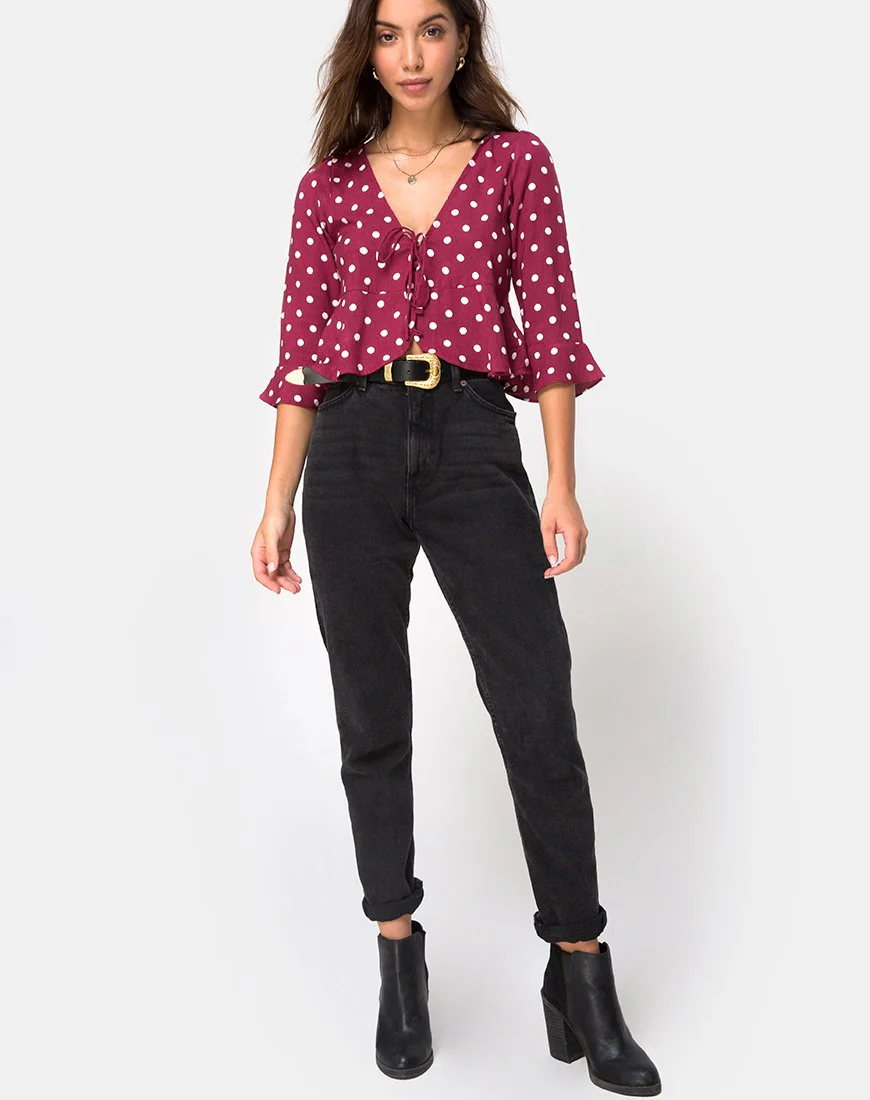 Vinequa Top in Medium Polka Wein - Image 2
