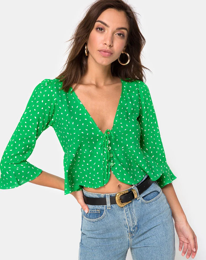 Vinequa Bluse in Mini Diana Dot Grün - Image 2