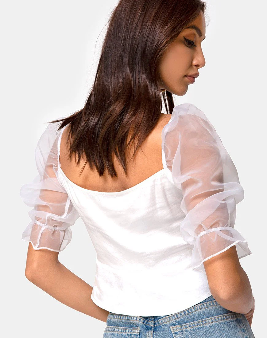 Viquela Crop Top aus Organza Creme - Image 2