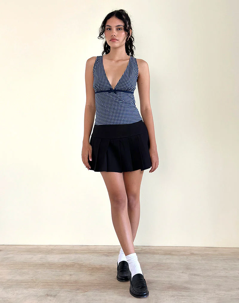 Vishata Top in Mini Gingham Dunkelblau - Image 2