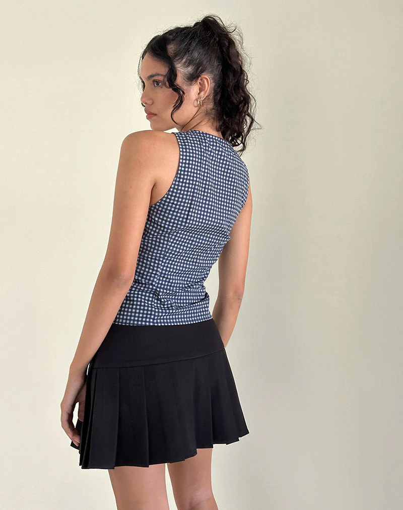 Vishata Top in Mini Gingham Dunkelblau - Image 3
