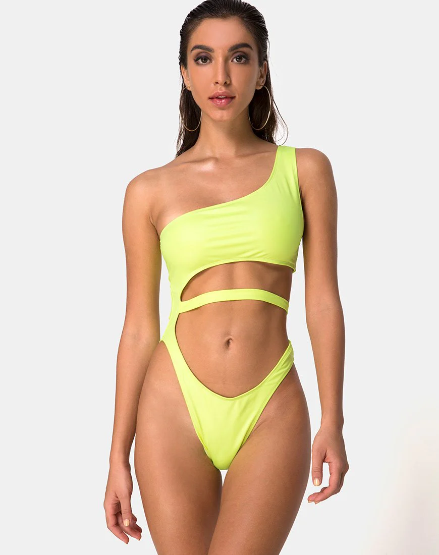 Vixie Badeanzug in Coated Lime - Image 2