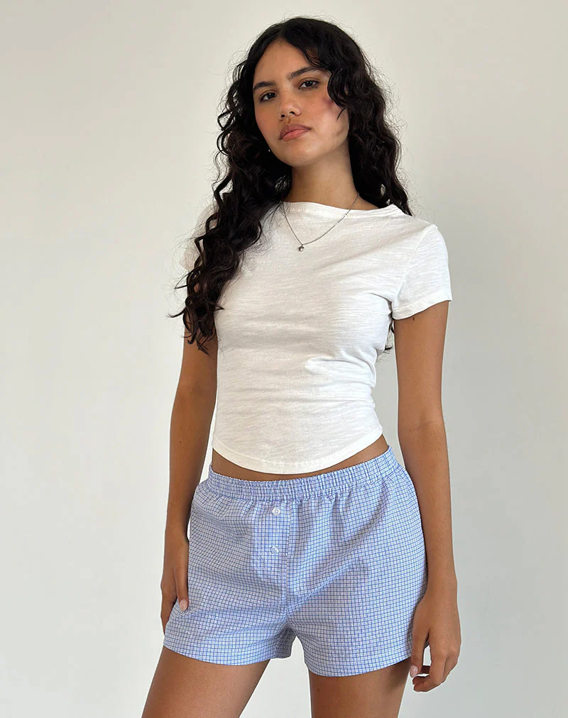 Voir Short aus Popeline Gingham Blau und Weiß