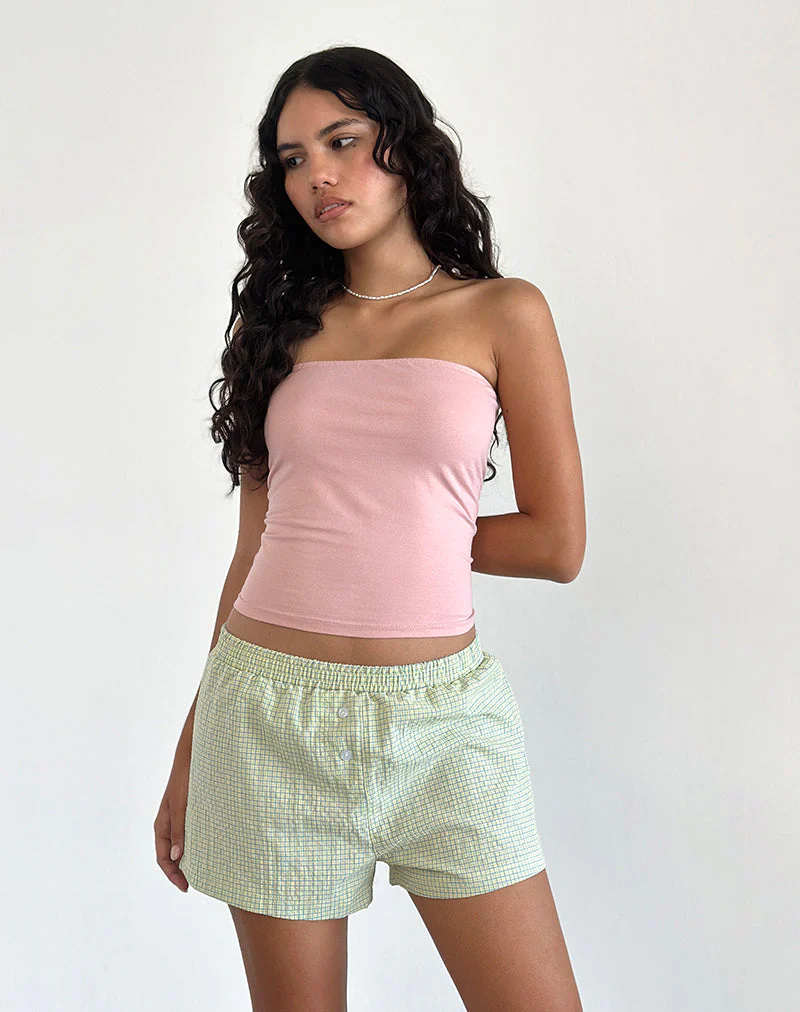 Voir Short aus Popeline Gingham Gelb und Blau