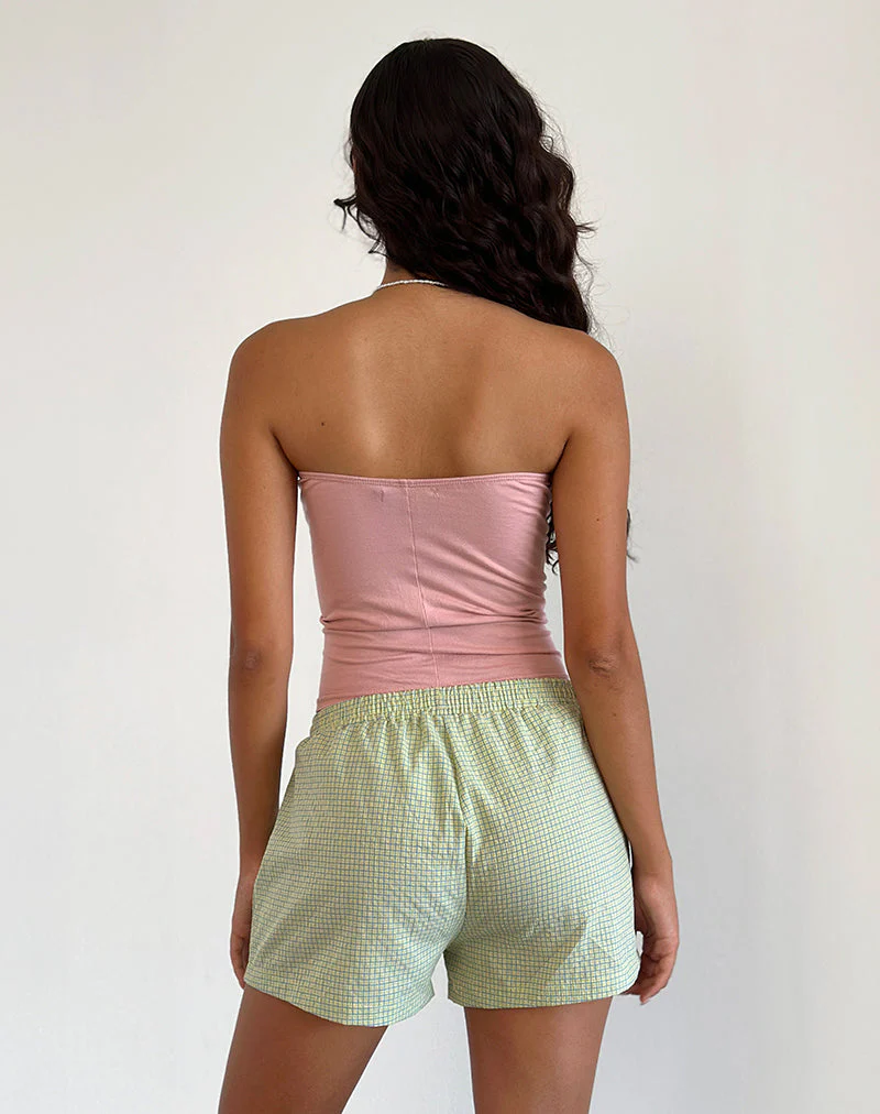 Voir Short aus Popeline Gingham Gelb und Blau - Image 4
