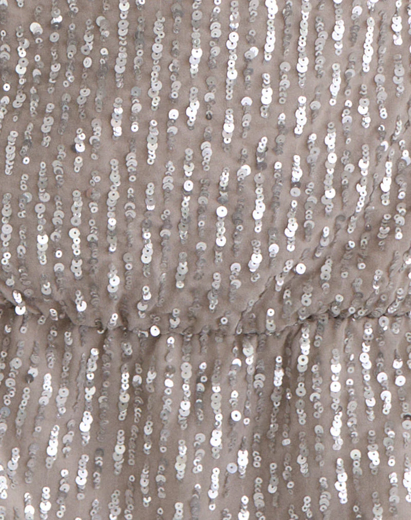 Vora One Shoulder Minikleid aus Pailletten Nude - Image 7