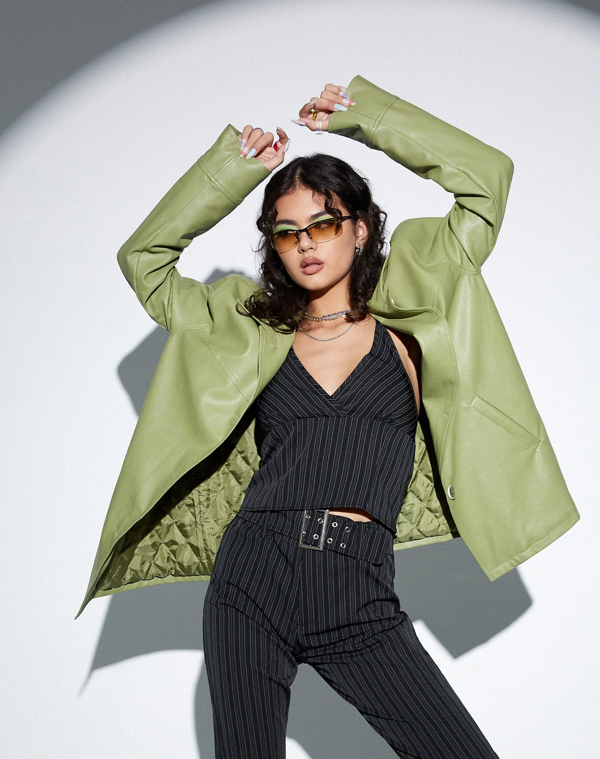 MOTEL X OLIVIA NEILL Walta Jacke in Pu Grün - Image 5